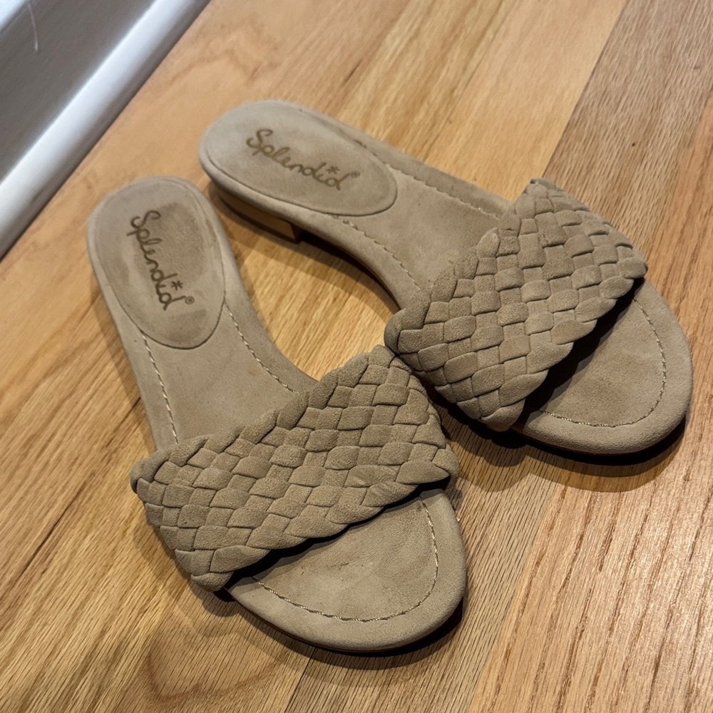 Splendid Beige Woven Slide Sandals, Size 10 - LIKE NEW